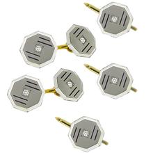 diamond crystal 14k yellow and white gold antique tuxedo stud set 1