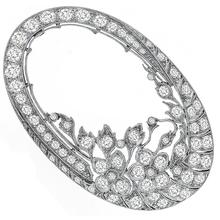 Diamond Platinum Oval Pin