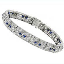Art Deco Diamond Sapphire Platinum Bracelet