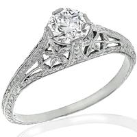 Antique GIA Diamond Platinum Engagement Ring