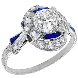 platinum diamond and sapphire engagement ring 1