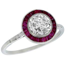 diamond ruby platinum engagement ring 1