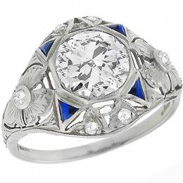 diamond sapphire platinum engagement ring 1