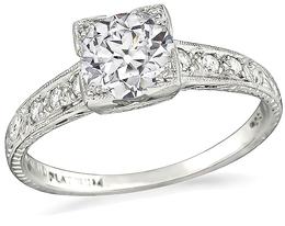 Art Deco GIA Certified 0.88ct Diamond Engagement Ring