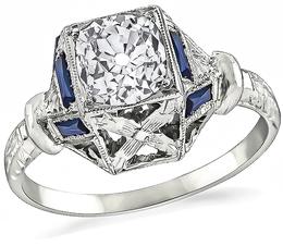 Art Deco GIA Certified 0.99ct Diamond Engagement Ring