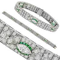 Antique Diamond Emerald Onyx Bracelet