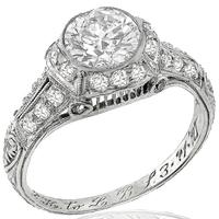 Art Deco GIA 0.89ct Diamond Engagement Ring