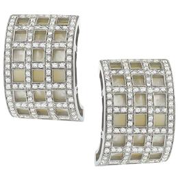 diamond mother of pearl 18k white gold  earrings 1