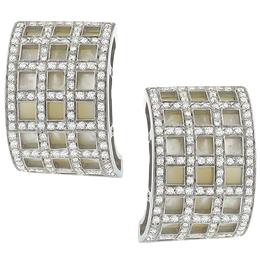 diamond mother of pearl 18k white gold  earrings 1