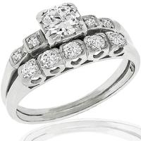 Estate 0.60ct Diamond Engagement & Wedding Band Set 