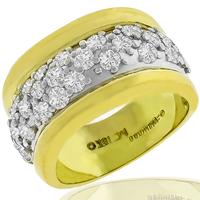 Estate 2.00ct Round Cut Diamond 18k Yellow And White Gold Ring