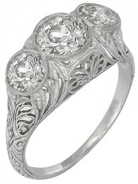 edwardian 2.82ct diamond platinum anniversary ring 3/4 view photo