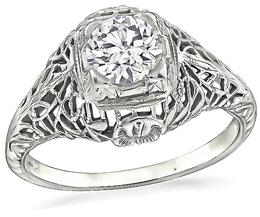 Edwardian GIA Certified 0.64ct Diamond Engagement Ring