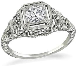 Edwardian GIA Certified 0.72ct Diamond Engagement Ring