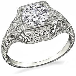 Edwardian GIA Certified 1.00ct Diamond Engagement Ring