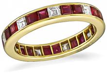 Estate 0.45ct Diamond 0.75ct Ruby Eternity Wedding Band