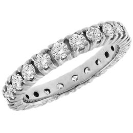 Estate 1.25ct Round Brilliant Cut Diamond Eternity 14k White Gold Wedding Band 