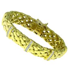 Estate 2.50ct Baguette Cut Diamond 18k Yellow Gold Bracelet