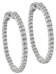 Estate 2.50ct Diamond Hoops Earrings Photo 1