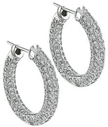 Estate 3.00ct Diamond Hoop Earrings Photo 1