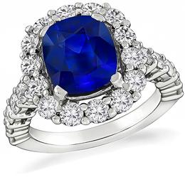 Estate 3.14ct Sapphire 1.75ct Diamond Engagement Ring