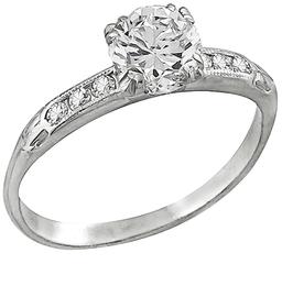 Estate Antique 0.70ct Old European Cut Diamond Platinum Engagement Ring and Lambert Brothers Wedding Band Set