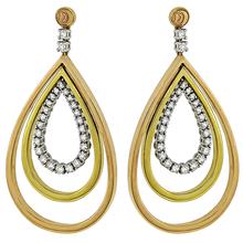 Damiani 1.00ct Diamond Tri Color Gold Earrings