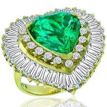 Emerald Diamond Gold Heart Ring  | Israel Rose