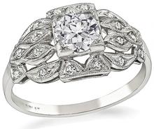 gia old mine cut diamond vintage engagement ring
