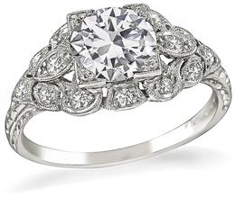 GIA Certified 1.09ct Diamond Art Deco Engagement Ring