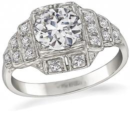 GIA Certified 1.38ct Diamond Art Deco Engagement Ring