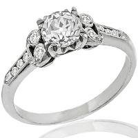 Antique Art Deco 0.62ct Old European Brilliant Diamond Platinum Engagement Ring