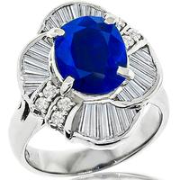 2.41ct Sapphire 1.18ct Diamond Platinum Ring