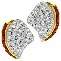 3.00ct Diamond 1.00ct Ruby Gold Earrings