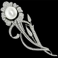 3.50ct Diamond South Sea Pearl Gold Pin