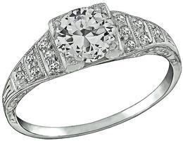 Vintage 0.75ct Diamond Platinum Engagement Ring Photo 1