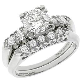 diamond platinum engagement ring wedding band set 1