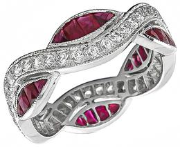 Vintage 1.36ct Ruby 0.68ct Diamond Eternity Wedding Band Photo 1
