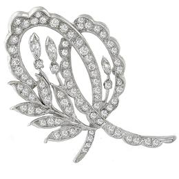 3.40ct Diamond Foliage Platinum Pin/ Pendant  1