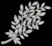 Vintage 3.50ct Diamond Foliage Pin