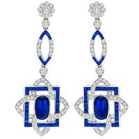 4.16ct Sapphire 1.76ct Diamond Chandelier Earrings  | Israel Rose