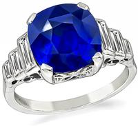 Vintage 4.54ct Ceylon Sapphire Diamond Engagement Ring