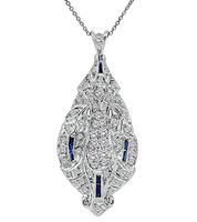 Art Deco 1.50ct Diamond Sapphire Pendant