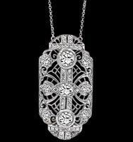 Art Deco GIA 1.28ct Diamond Pendant Necklace