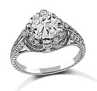 Art Deco GIA Certified 1.68ct Diamond Engagement Ring