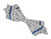 Art Deco 2.00ct Diamond Sapphire Bow Pin