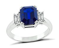 Estate 3.14ct Sapphire 0.51ct Diamond Engagement Ring