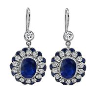 Estate 3.08ct Sapphire 0.72ct Diamond Earrings