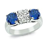 Estate 0.85ct Diamond 2.50ct Sapphire Three Stone Ring