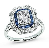 Estate 1.00ct Diamond Sapphire Engagement Ring